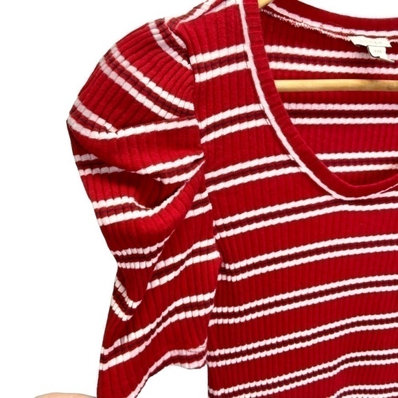 Hinge 90's Style Striped V Neck Tee Sz XXS - Picture 3 of 5